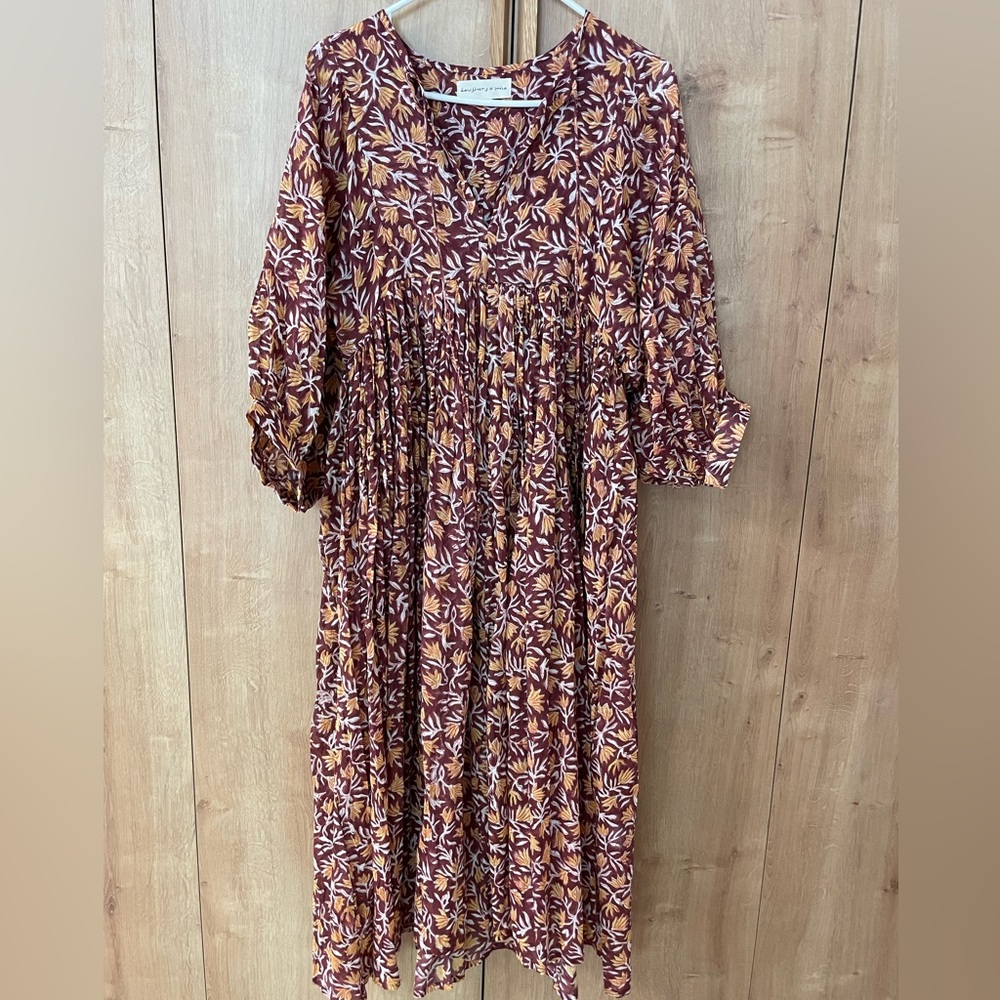Daughters of India Maroon and Yellow Floral Dress - Picture 5 of 7